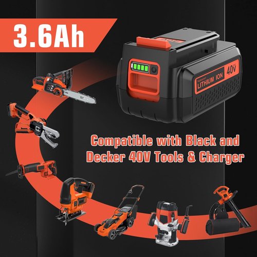 LBX2040 | 2-Pack 3600mAh Lithium-Ion Replacement Battery & Charger for Black & Decker 40V Tools - Orange