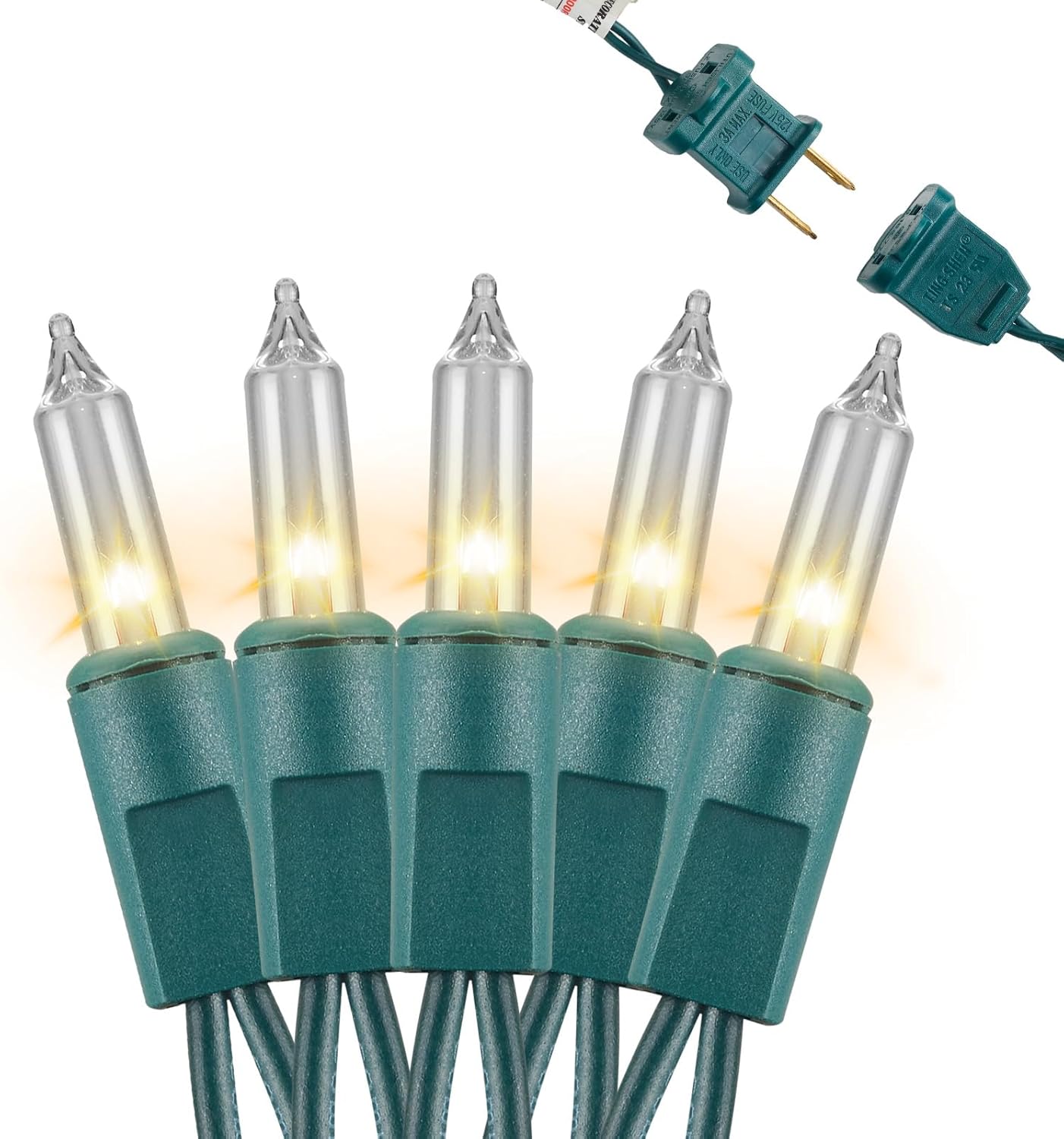 Regine Switzerland Christmas Tree Lights - 200 Count Warm White Incandescent with 53ft Green Wire | Waterproof & UL Listed for Outdoor Use
