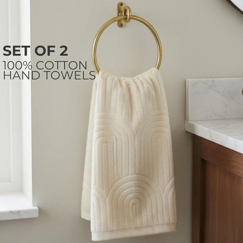 KIBAGA Decorative Hand Towels - Luxurious Set of 2 Soft Boho Cotton, Absorbent & Quick-Dry for Bathroom or Kitchen