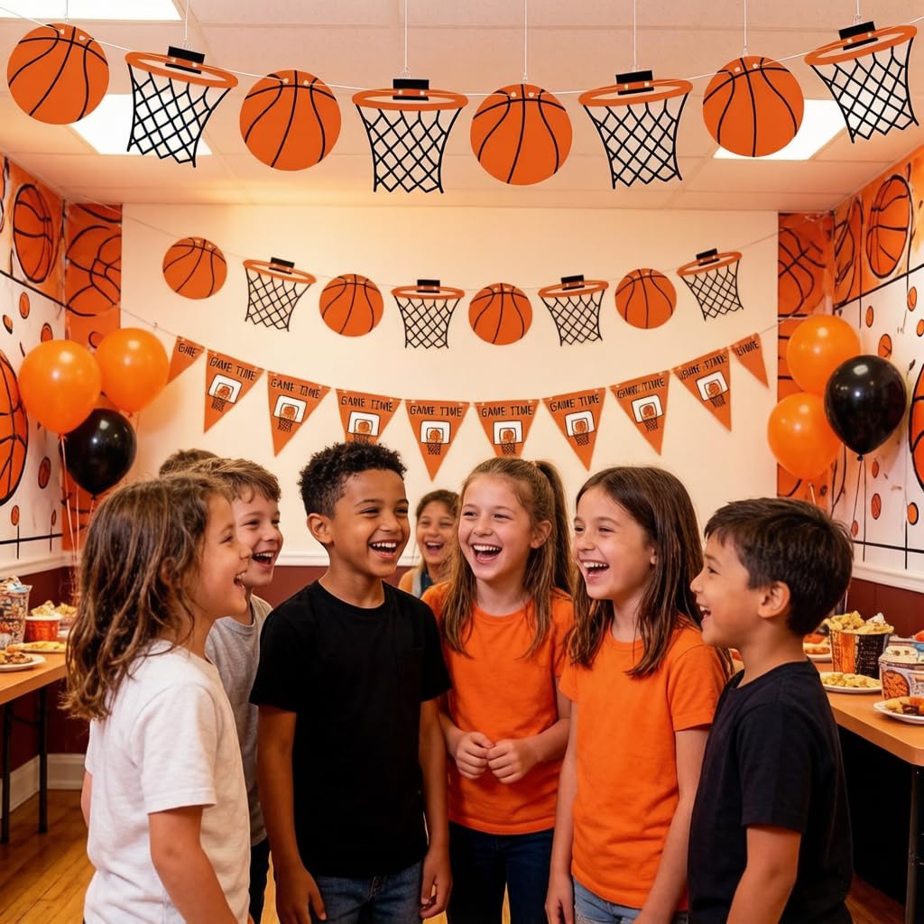 Yancan Basketball Banner Party Decorations, Basketball Theme Garland for Boy Birthday College High School Graduation Decor