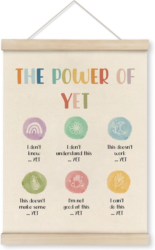 HRQKO Growth Mindset Poster Hanger Frame - Inspiring Mental Health Wall Art | 12x16 Inch Decor for Therapy Offices