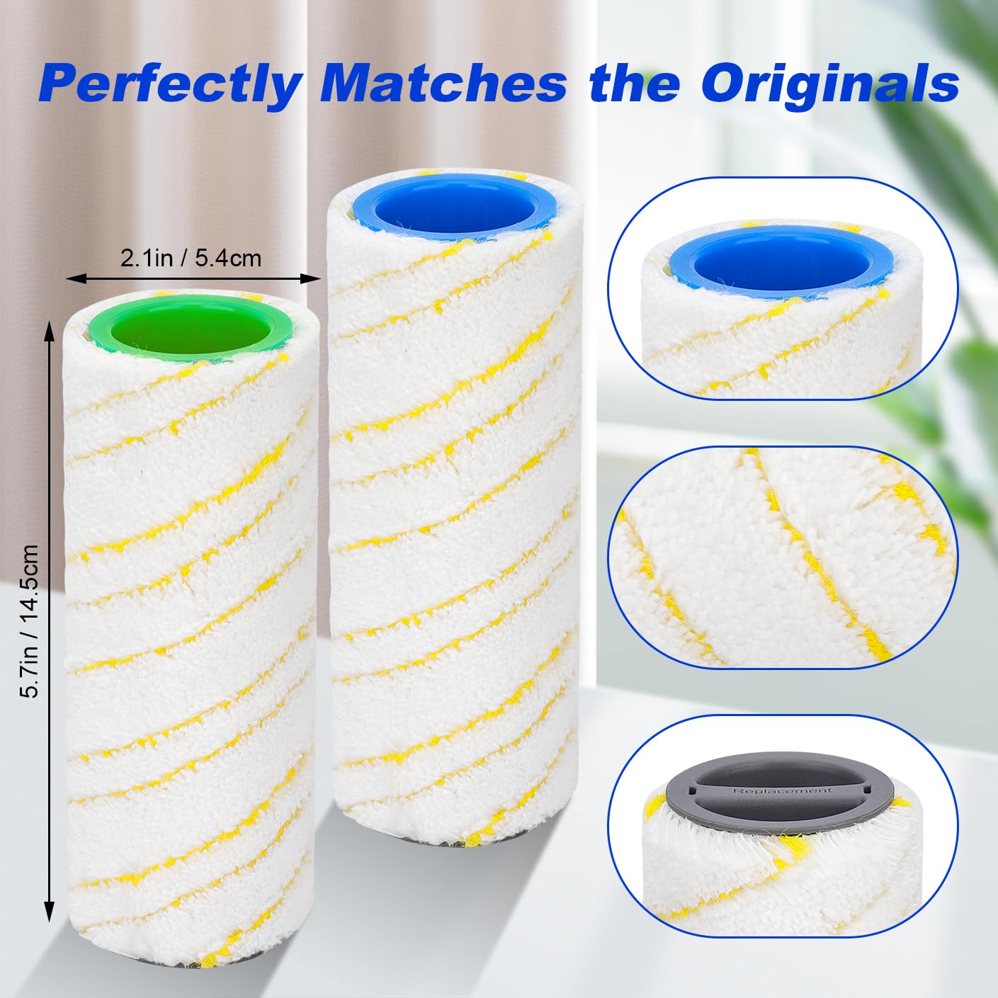 SavStor Roller Brush Replacement Compatible for Karcher FC3, FC5, FC7 Electric Floor Cleaner Mop, Mircofiber Main Brush Spare Part Accessories, Original Roller Brush,Yellow (4 Pack)