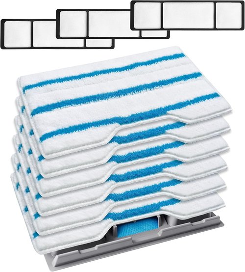 KEEPOW Reusable Mop Pads - Compatible with Shark Vac Mop Models | Washable & Upgraded Dirt Chamber (1+3+6 Pads)