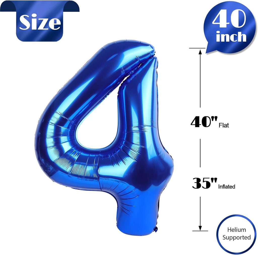 Number 4 Balloon - 40 Inch Navy Blue Party Decoration | Large 4th Birthday Celebration Decor