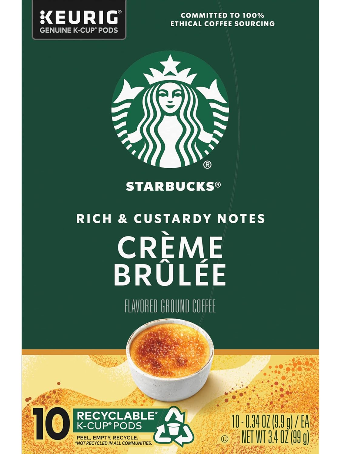 Starbucks Crème Brûlée Flavored Blonde Roast Coffee Pods | 10 Count - Pack of 2 for Keurig Brewers