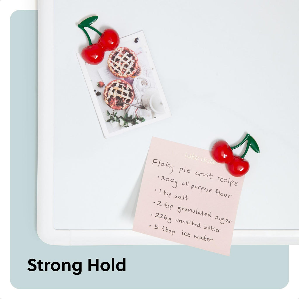 U Brands Red Cherry Locker Magnets, Set of 4, Fun Magnetic Locker Accessories for School, Whiteboard Accessories, Cute Fruit Magnets for Refrigerator