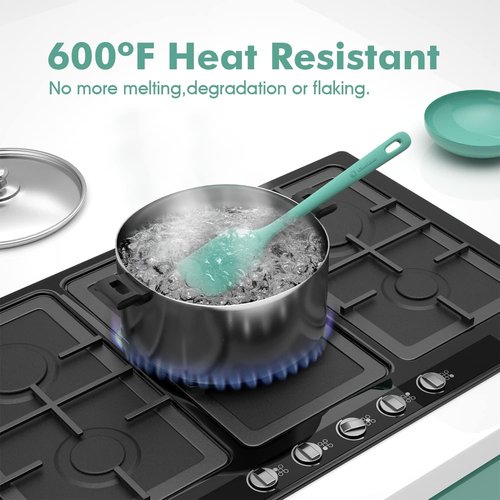 ChefAide Silicone Spatula Set - 4 Pieces, Ergonomic Grip, Heat Resistant Up to 600°F for Nonstick Cookware