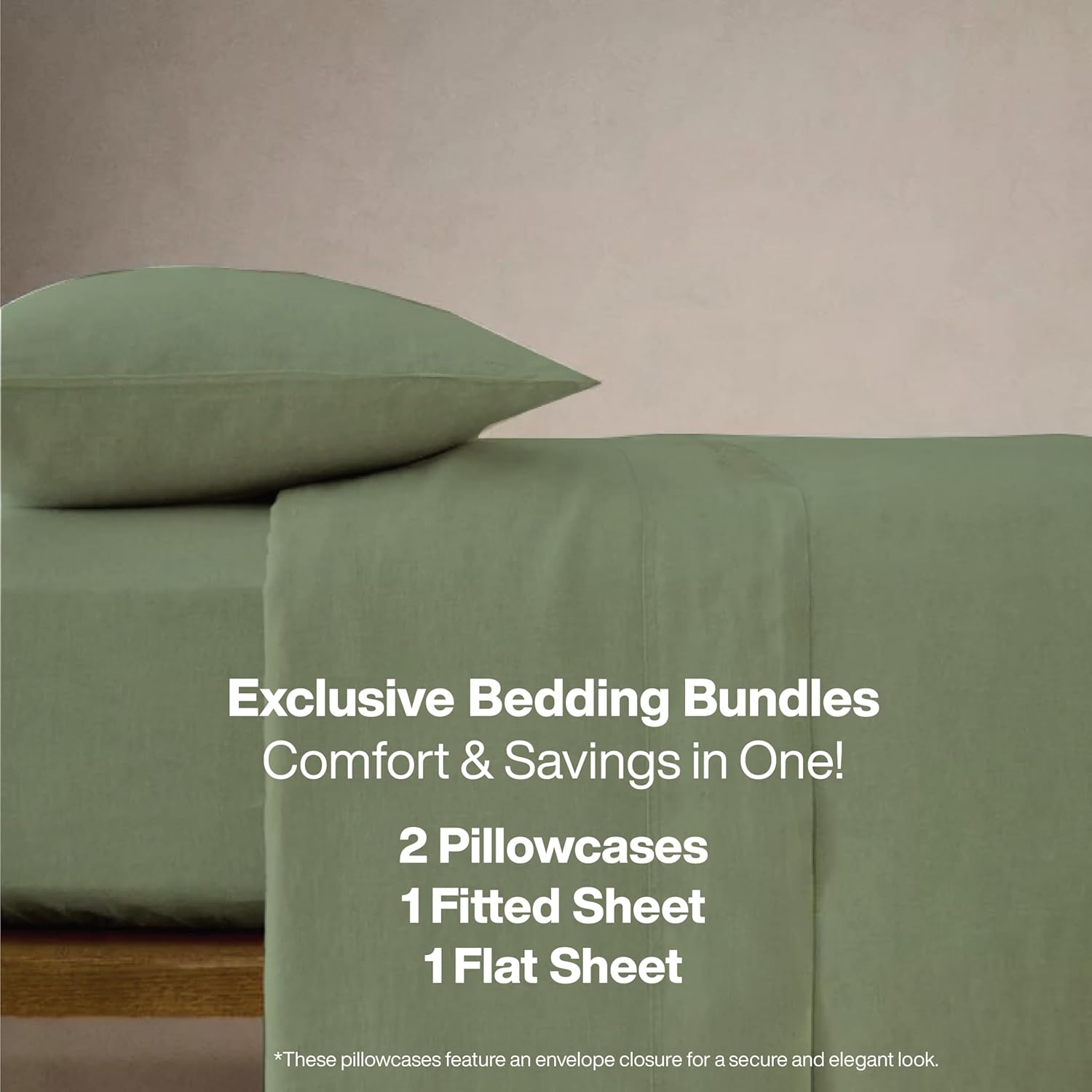 QUEENSBAY Queen Sheets Set - 4-Piece Super Soft Microfiber Bedding | 16-Inch Deep Pocket, Cooling, Wrinkle-Free, Sage Green
