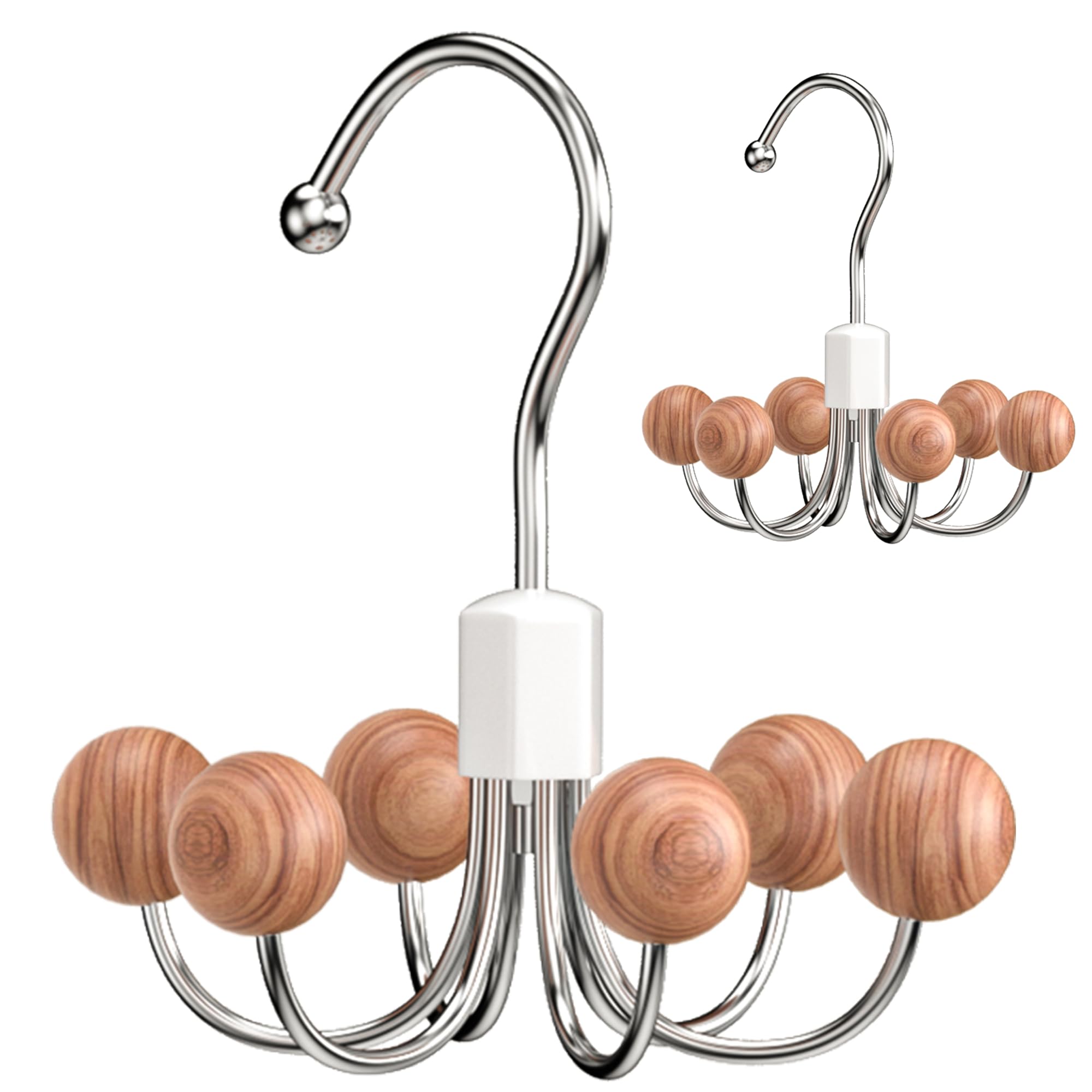 OHIYO 2-Pack 360° Swivel Hoodie Hangers with 6 Cedar Balls, Closet Organizer for Bra, Scarves, Belts, Purse & Accessories Storage