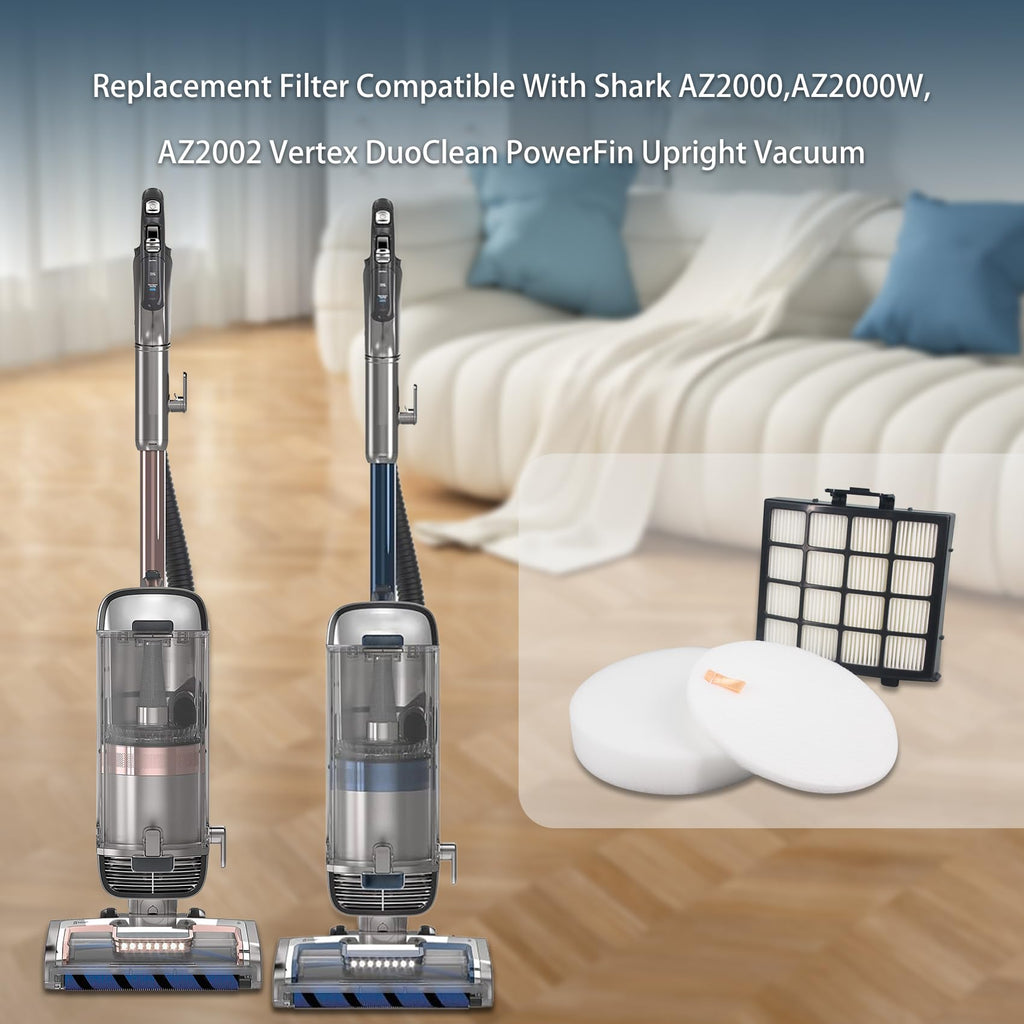 UV2500 Vacuum Filter Replacement Kit for Shark Vertex DuoClean PowerFin Upright Vacuum,UV2500,AZ2000,AZ2000W,AZ2002 Vertex DuoClean PowerFin Upright Vacuum,Replace Part XHFAZ2000,XFFKAZ2000