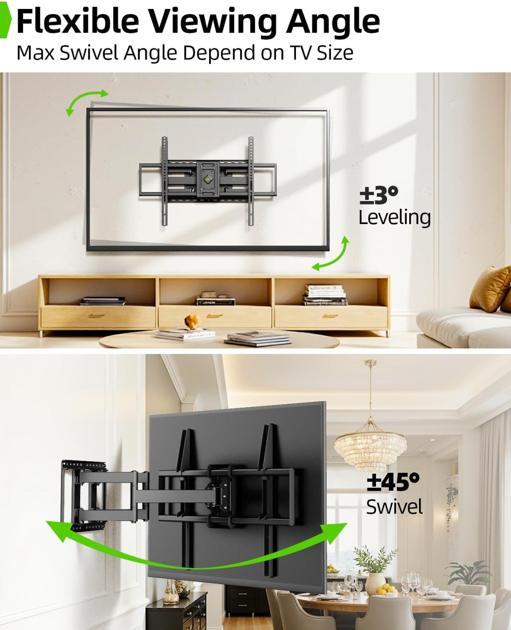 USX MOUNT Heavy Duty Full Motion TV Wall Mount - Supports 60-120 Inch TVs Up to 220lbs | 28" Extension, Max VESA 900x600mm