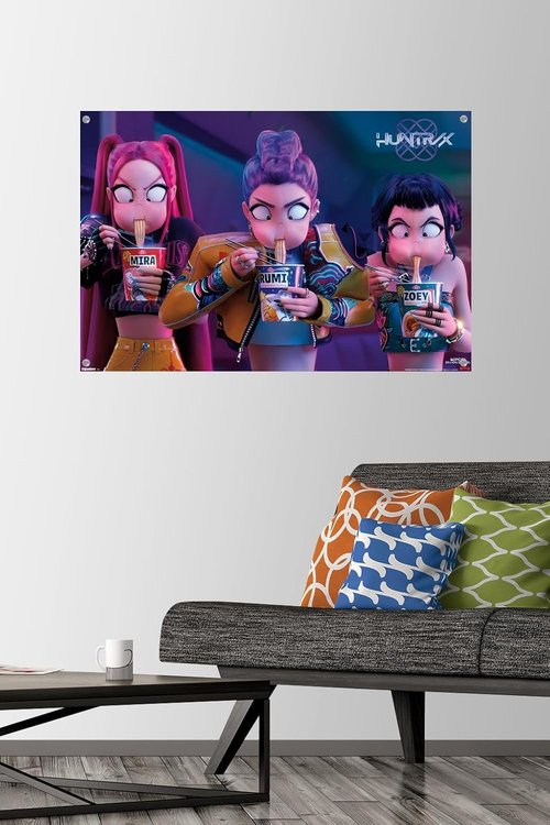Huntrix Noodles | Netflix KPop Demon Hunters 2025 Wall Poster & Push Pin Bundle - 34"L x 22.4"W