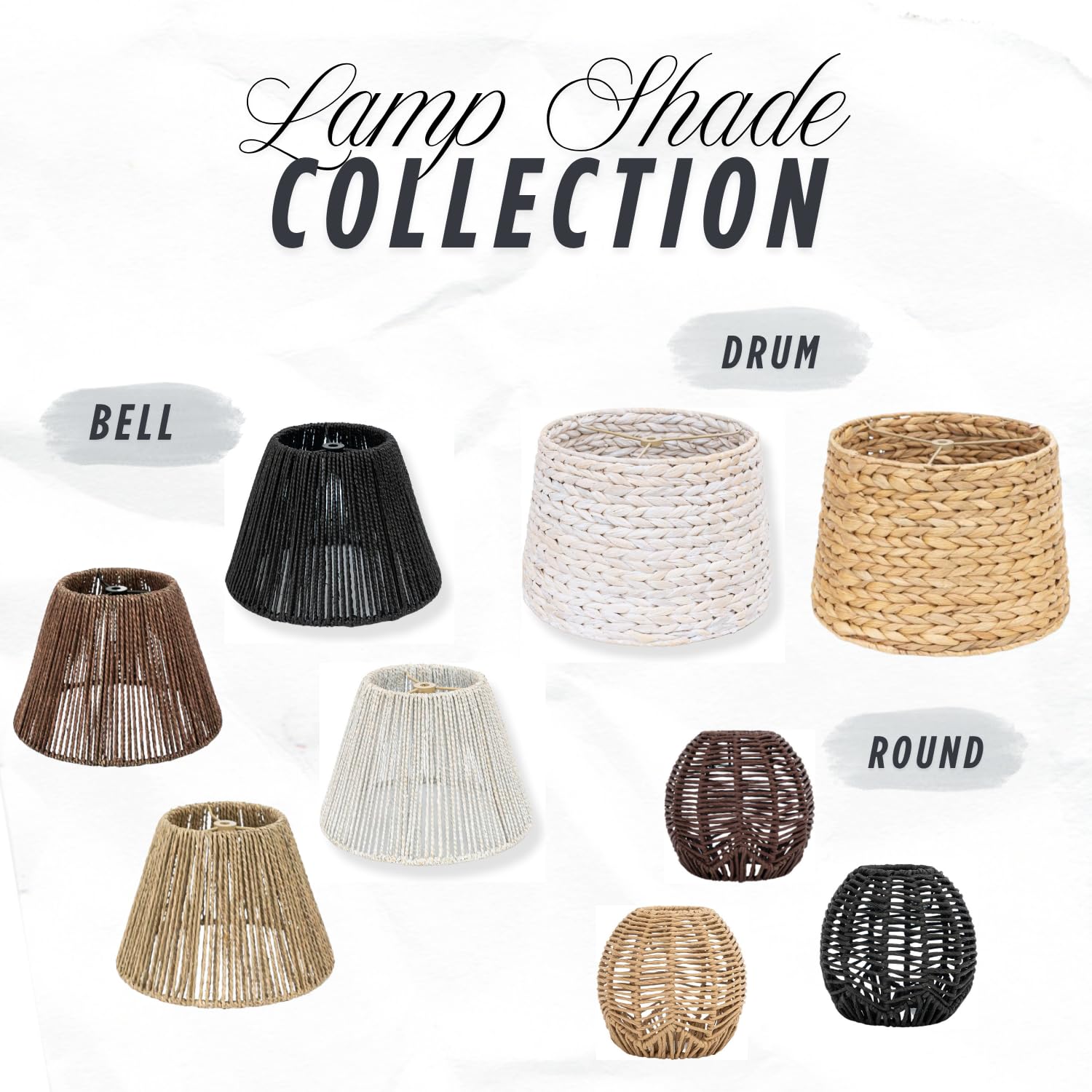Onhomes Wicker Seagrass Lamp Shade, Rustic Farmhouse Bell Lampshade Replacement for Table and Floor Lamps, Rattan Pendant Light Cover for Living Room, Bedroom, Kitchen Decor