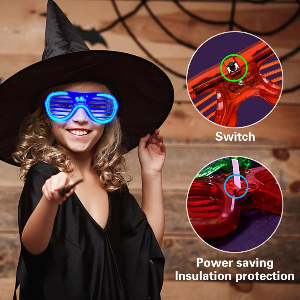 Skiennix LED Glasses - 25 Pack Neon Colors | Glow in the Dark Party Supplies for Kids & Adults