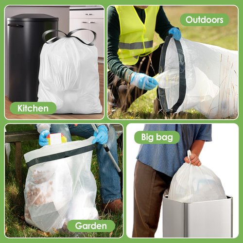 21 Gallon 120 Counts Strong Drawstring Trash Bags Garbage Bags by Teivio, Bathroom Trash Can Bin Liners, Plastic Bags for home office kitchen, White