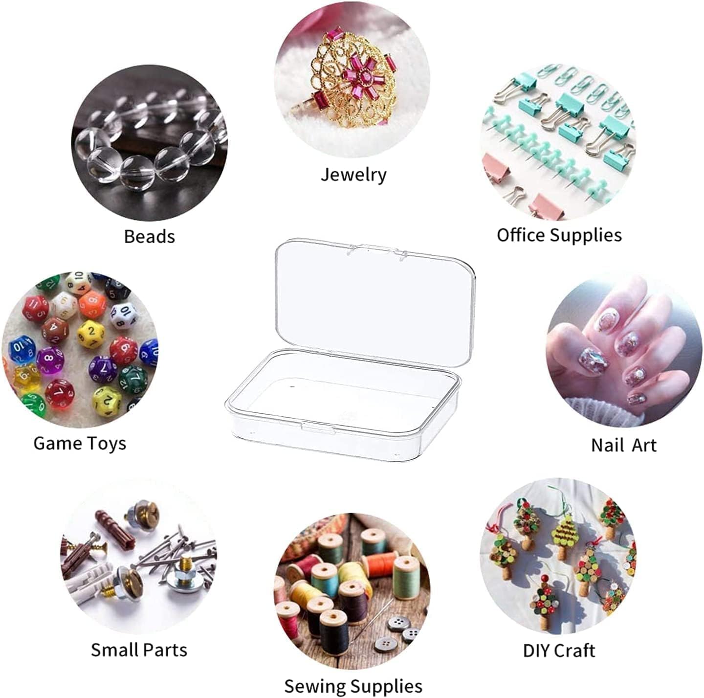MFDSJ Mini Plastic Storage Containers - 12 Pcs Clear Rectangle Boxes with Lids | 3.5x2.4 Inches for Small Items, Crafts