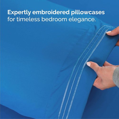 Cal King Size 4-Piece Sheet Set | Skiennix Comfy Breathable Cooling Bed Sheets - Luxury Royal Blue, Deep Pockets, Soft & Wrinkle-Free