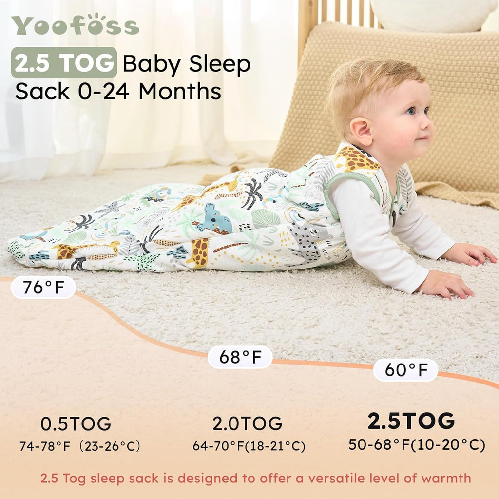 Yoofoss Baby Sleep Sack | 12-18 Months | TOG 2.5 Organic Cotton Wearable Blanket - Warm & Comfy