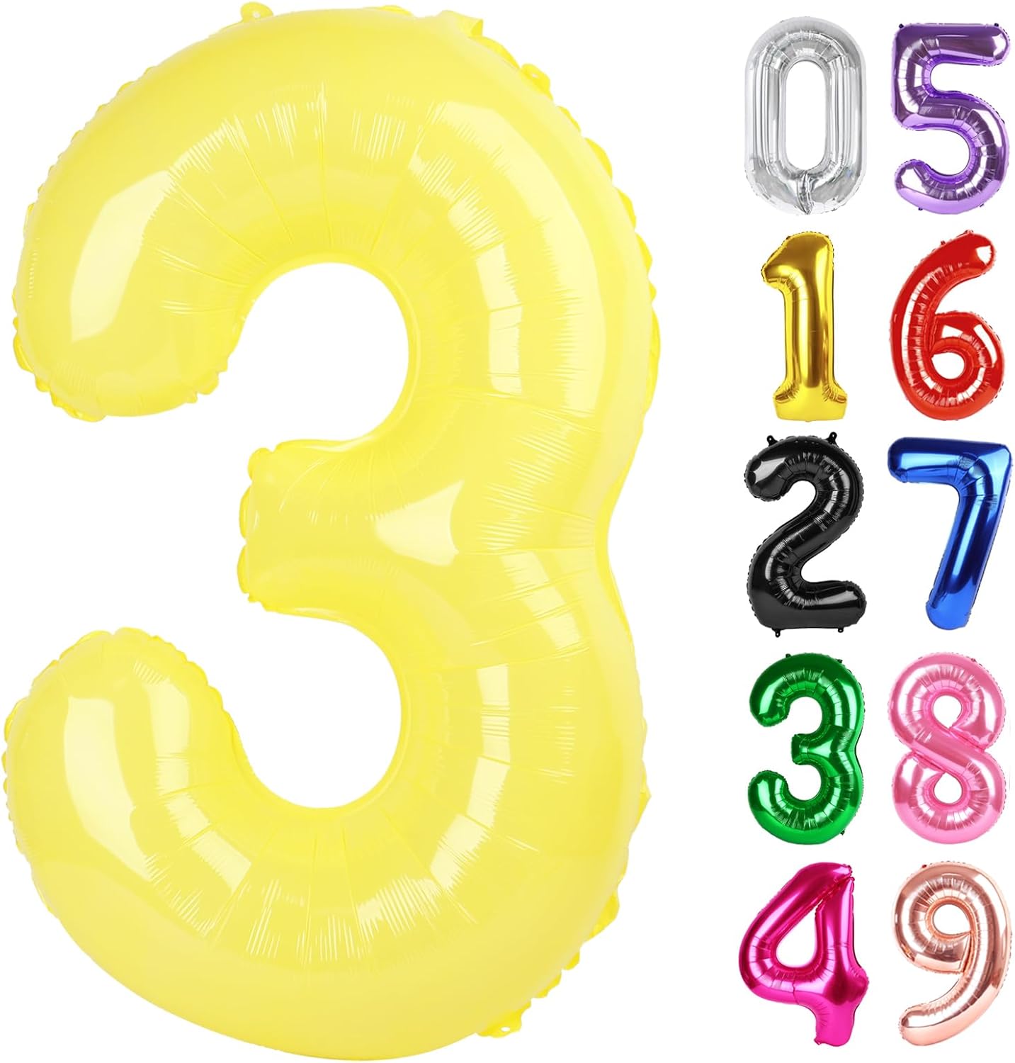 Yellow Number 3 Balloon - 40 Inch Birthday Decoration for Kids & Adults | Perfect for 3rd Birthday Parties