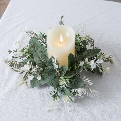 Eucalyptus Leaves Wreaths by [Brand Name] - 10 Inch Boho Candle Rings for Home Decor | 2 Pack Green
