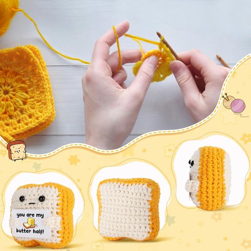 Gifts for Him Her Boyfriend Girlfriend Partner Loved One “You Are My Butter Half!” Crochet Toast – Cute Romantic Valentine’s Day, Anniversary, Birthday Gift for Couples Desk Decor & Christmas Gifts