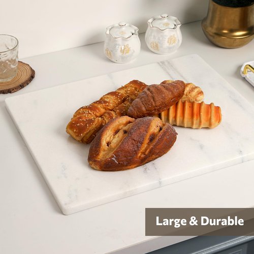 Faticdorr Marble Cutting Board, 16 x 20 Inch Marble Slab, Pastry Board With Non-Slip Feet For Baking, Cheese, Chocolate, Gifts For Housewarm, Aura Calacatta