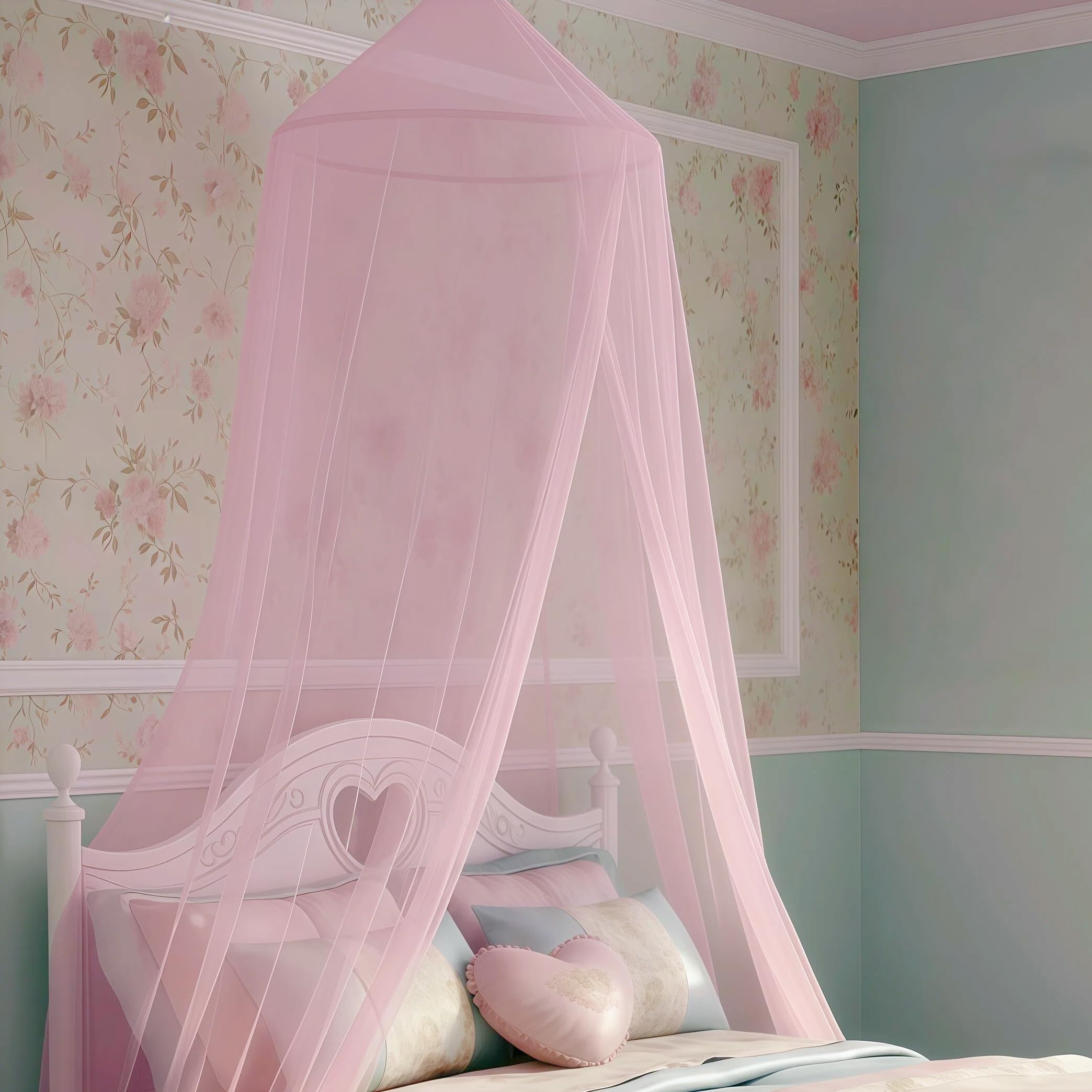 Daksha Princess Pink Bed Canopy for Girls, Dreamy Canopy Net Fits Most Single, Twin, Full and Queen Size Bed, Room Decor, Kids Bedroom Accessories