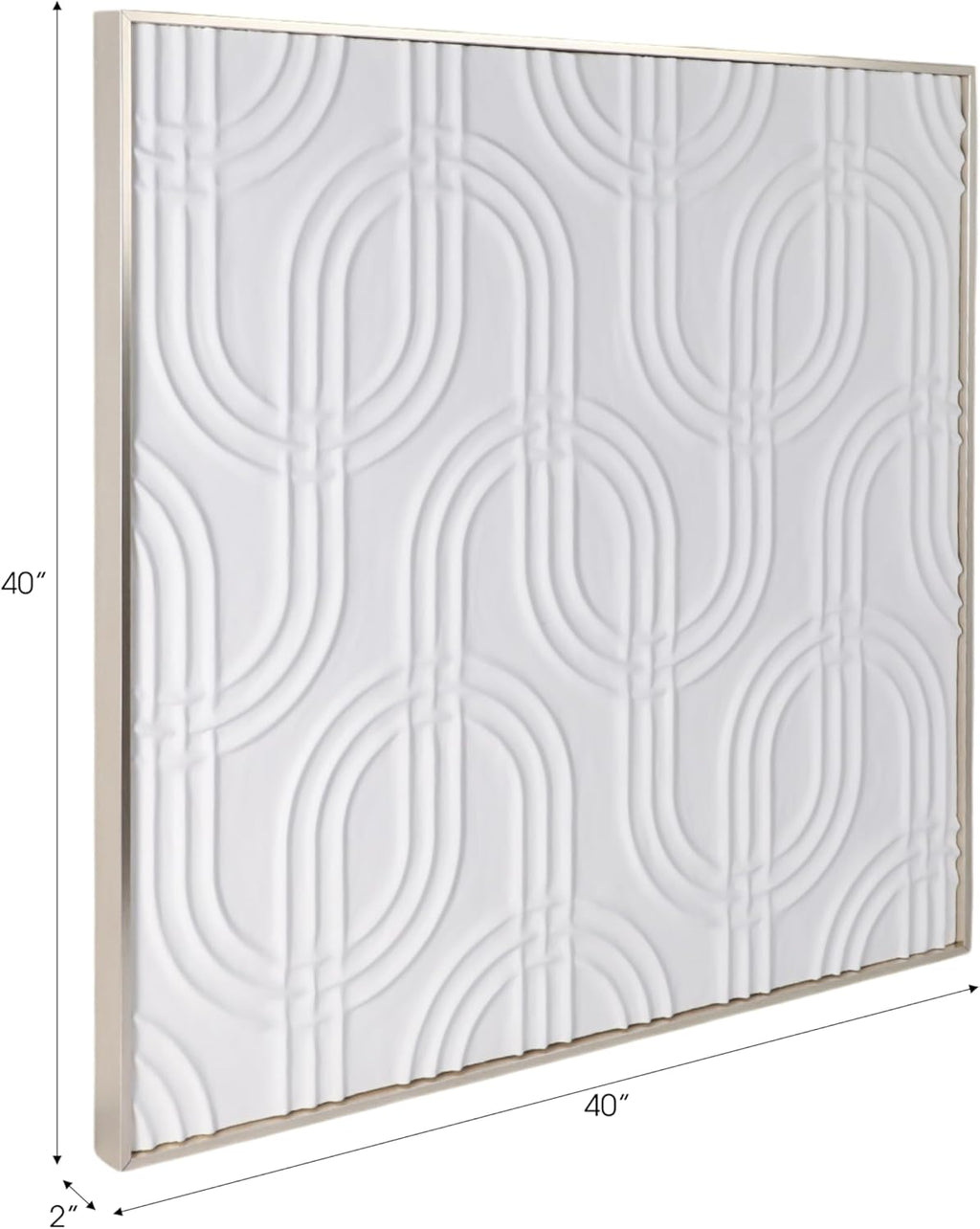 Modern Abstract Canvas Wall Art by [Brand Name] - Textured Geometric Panels for Living Room & Dining Room - 40" White