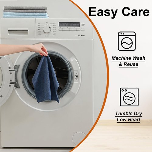 Tigona 80 Pack Microfiber Cleaning Cloth Roll,Lint Free Rags & Tear Away Reusable Towels Washable Scratch,Ultra Absorbent Dish Rags(12" x 12") for Car Kitchen Home Garage-Navy Blue