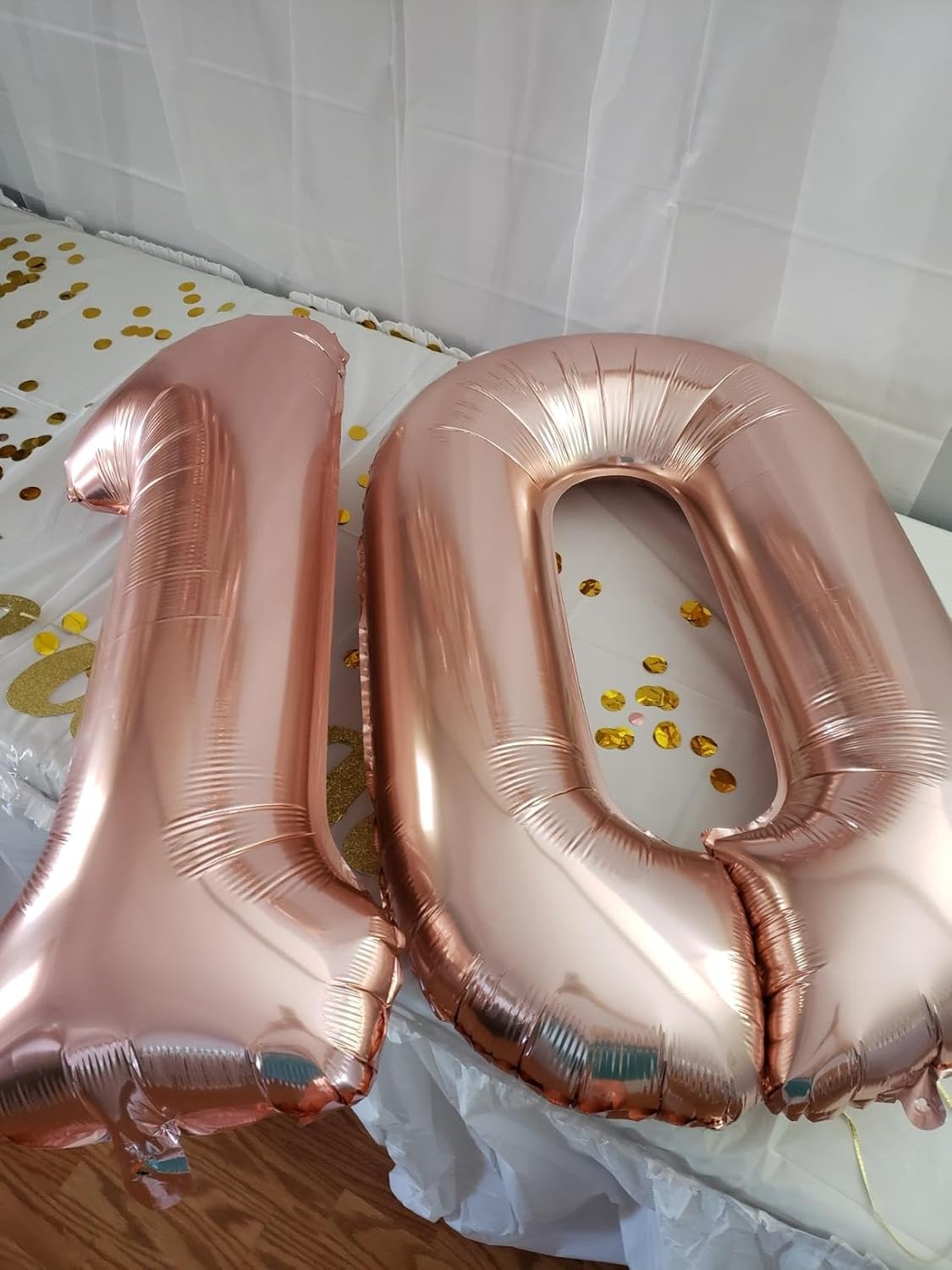 Rose Gold Number 10 Balloon - 40 Inch Giant Balloon for 10th Birthday & Wedding Celebrations