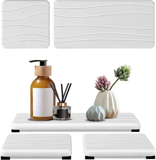 Diatomite Coasters | 3PCS Water Absorbing Stone Tray - Fast Drying Soap Dish for Kitchen & Bathroom