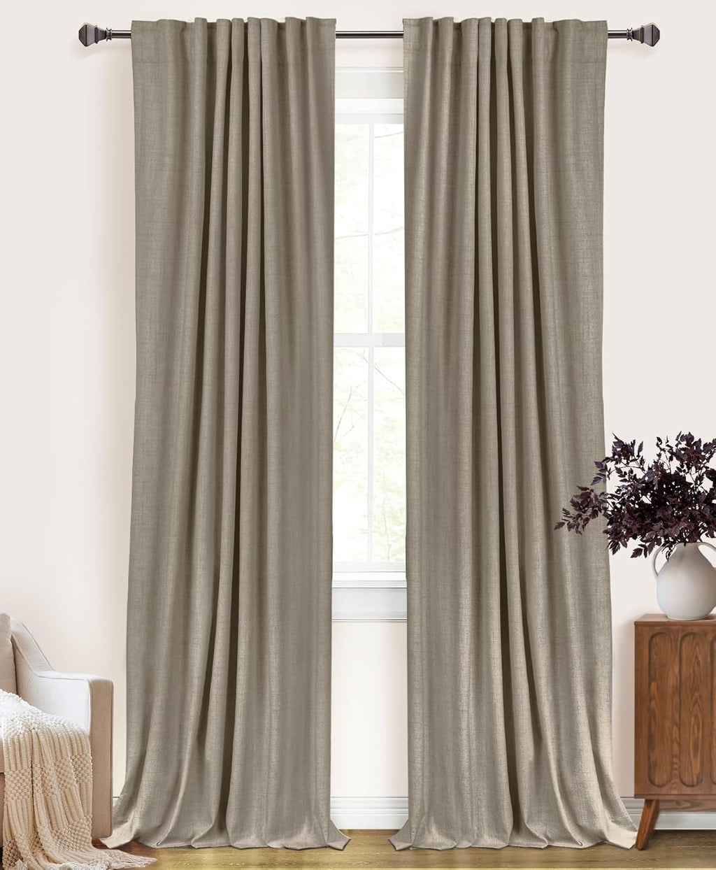 Skiennix 100% Blackout Curtains - Thermal Insulated Drapes for Bedroom | 50" W x 72" L, Black, 2 Panels Set