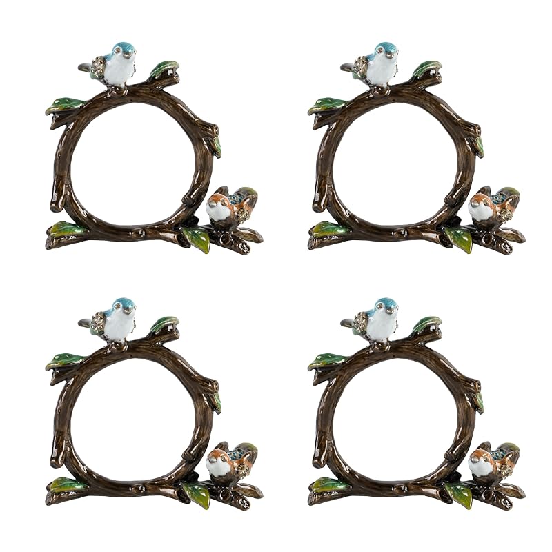 Bird Napkin Ring Set of 4 – Elegant Metal Serpentine Napkin Holders