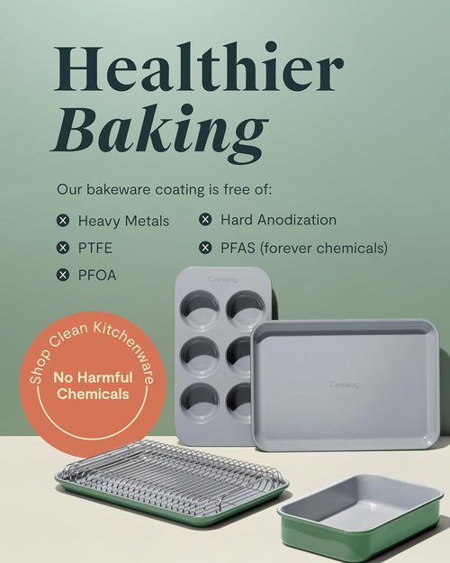 Caraway Nonstick Ceramic Baking Sheet - Non-Toxic, PTFE & PFOA Free - 9x13” Oven Safe Mini Pan - Slate