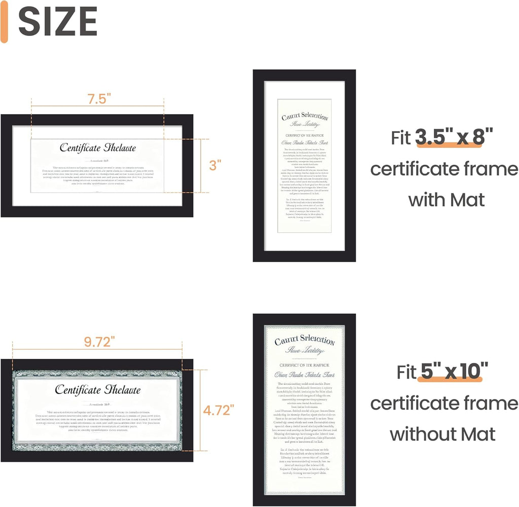 Upsimples Business License Frame - Display 5x10 Document | Black, Wall Hanging, 1 Pack