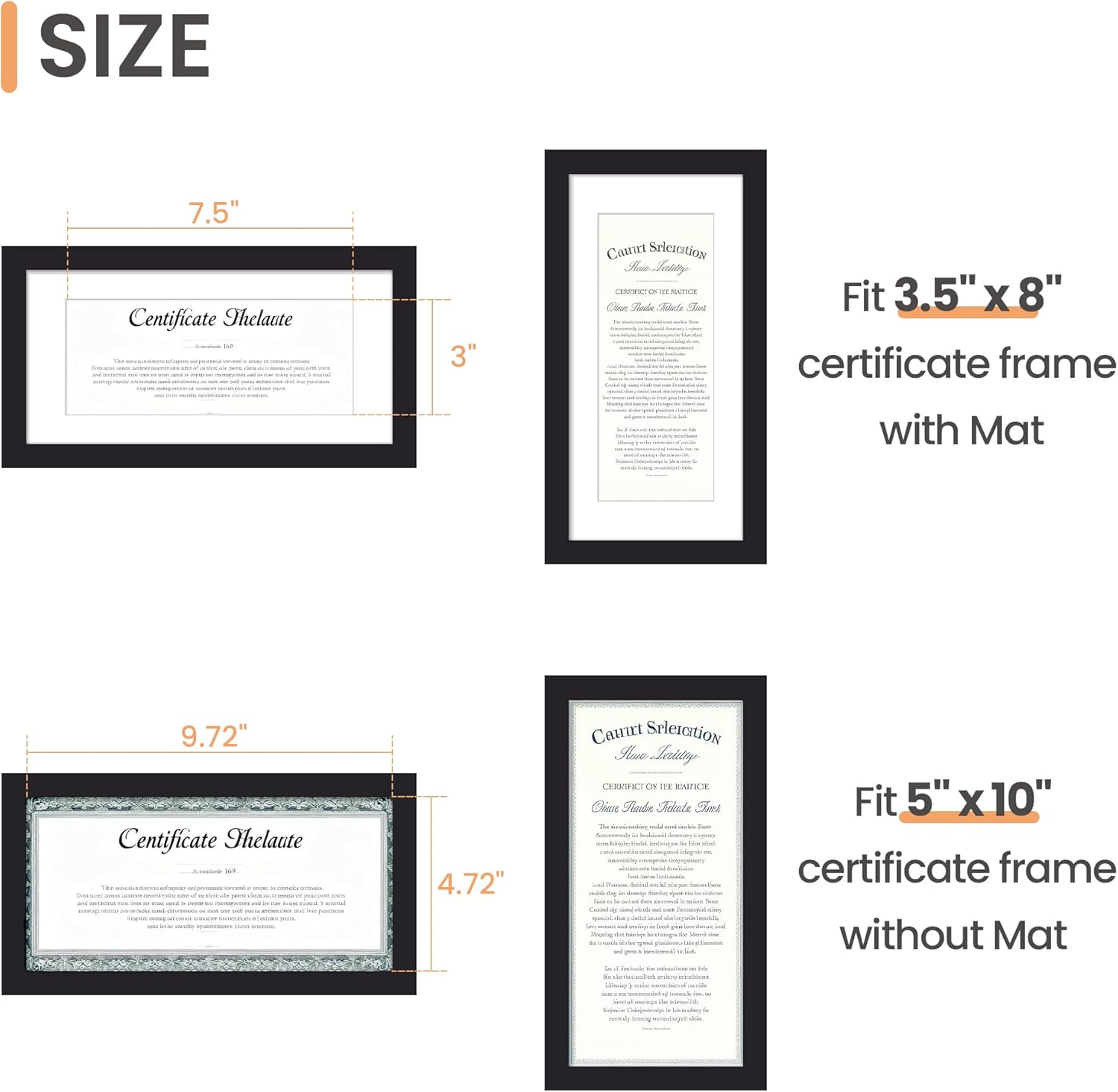 Upsimples Business License Frame - Display 5x10 Document | Black, Wall Hanging, 1 Pack