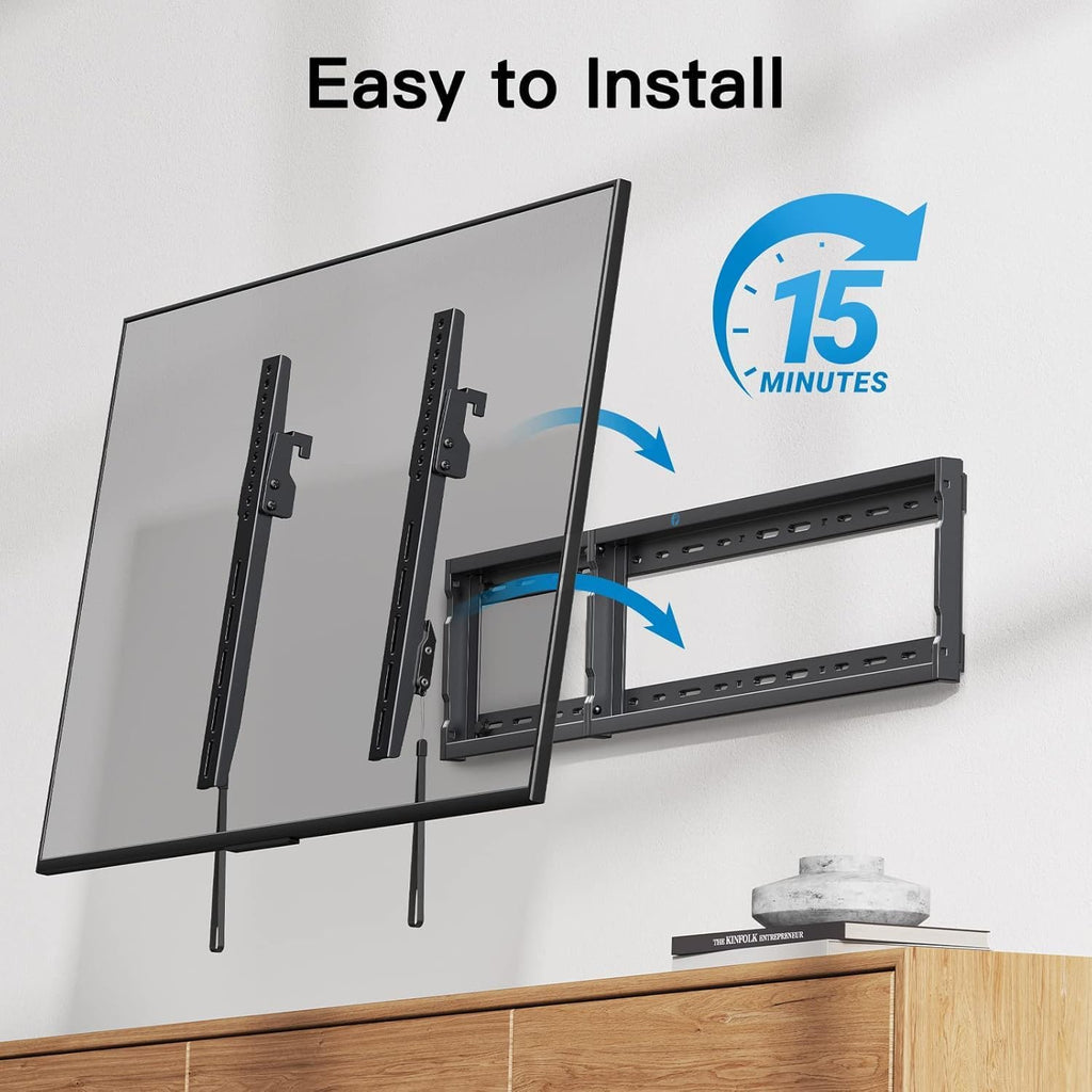 Pipishell Tilt TV Wall Mount Bracket - Low Profile for 37-90 Inch TVs | Fits 16"-24" Wood Studs, Max VESA 600x400mm, Holds Up to 132lbs