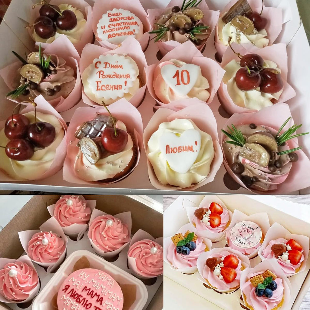 Skiennix Tulip Cupcake Liners - 150 Greaseproof Baking Cups for Parties & Events | Pink