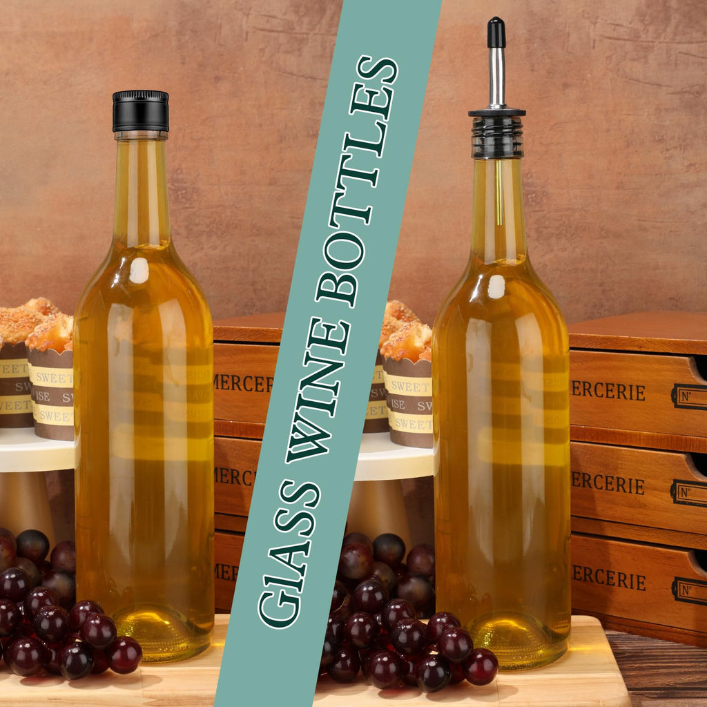 Maxdot 20 Pcs Long Neck Glass Bottles with Pourer Bordeaux Wine Bottle Clear Empty Wine Syrup Juice for Home Bar Liquor Juice Making Wedding Anniversary Party