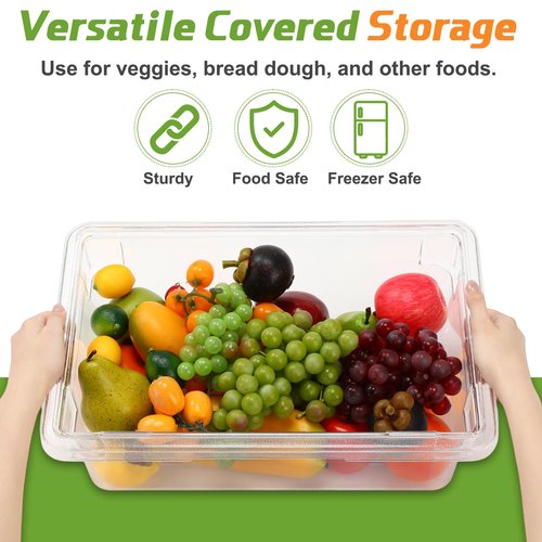 LOYIM 2 Pack 3.5 Gallon Polycarbonate Food Storage Box Commercial Products Food/Tote Box Storage Container with Lid Plastic, Clear, for Restaurant/Kitchen/Cafeteria