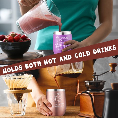 Suttmin 12 Pieces 12 oz Christian Gifts for Women Christmas Inspirational Tumblers Stainless Steel Christian Mugs Cup with Lid and Straw for Women Men Friends
