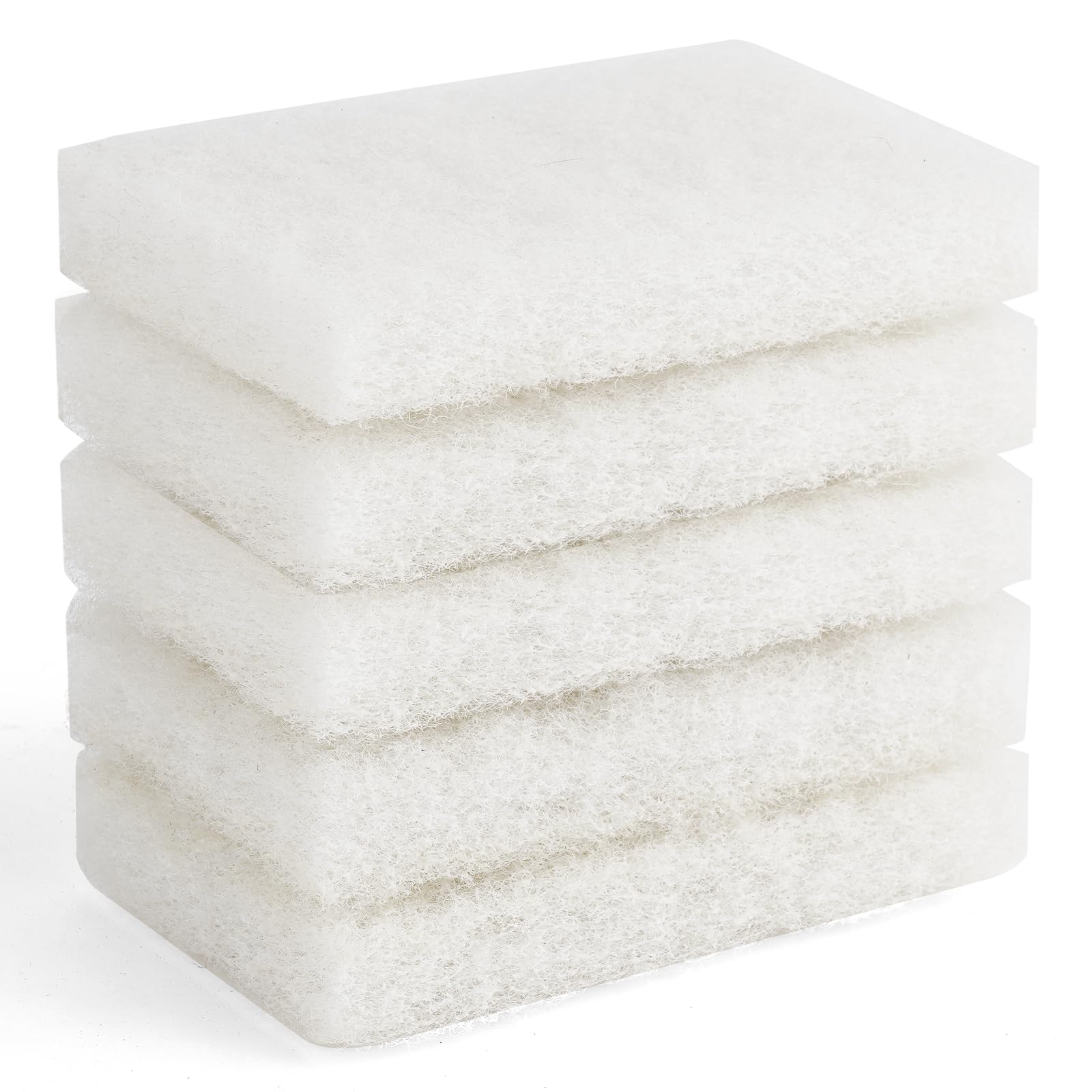 Non-Scratch Nylon scrubbing pad Replacement Scrubber, White 5 Pack 5.5 * 3.15 inch