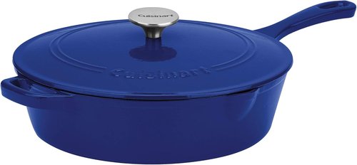 Cuisinart 12-Inch Cast Iron Chicken Fryer - 4.5 Quart Capacity, Oven Safe, Induction Compatible, Cobalt