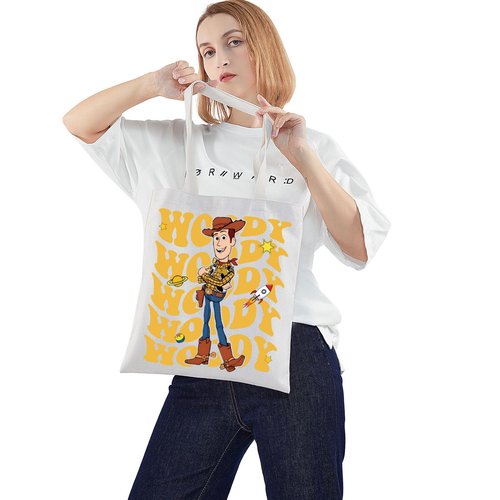 WZMPA Funny Woody Tote Bag Woody Fans Inspired Gift Woody And Buzz Cartoon Movie Reusable Grocery Bag Woody Merchandise (Woody Tote)