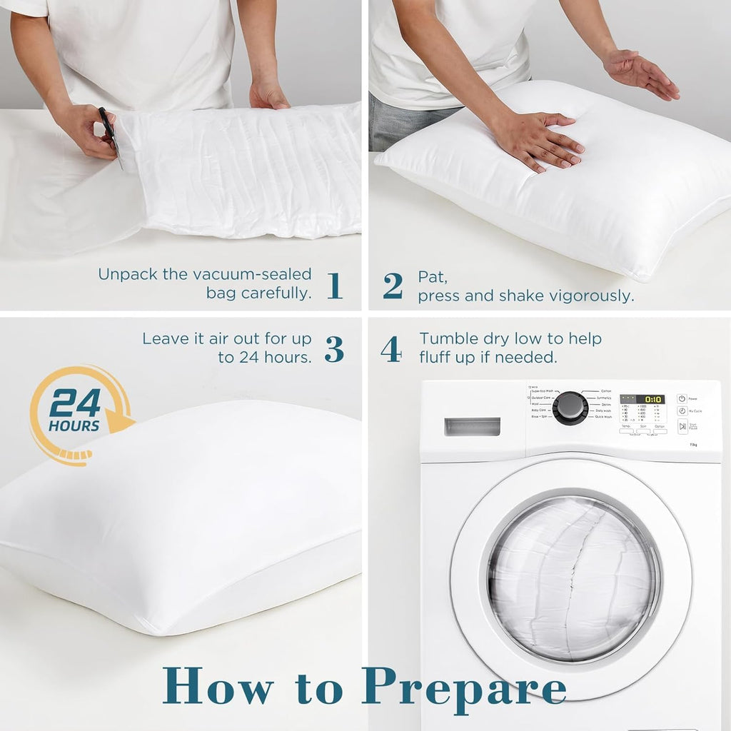 Viewstar Bed Pillows - Queen Size Set of 2 | Soft Down Alternative for All Sleep Positions - White