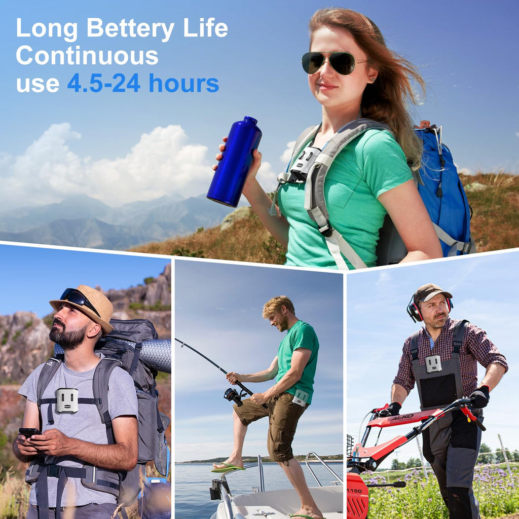 dalicode Portable Waist Fan Clip on Belt Personal Fan, 3-Speed Rechargeable with 24H Battery, Hands-Free Hanging Neck Fan, Wearable Shirt Cooling Fans for Camping, Outdoor, Jobsite