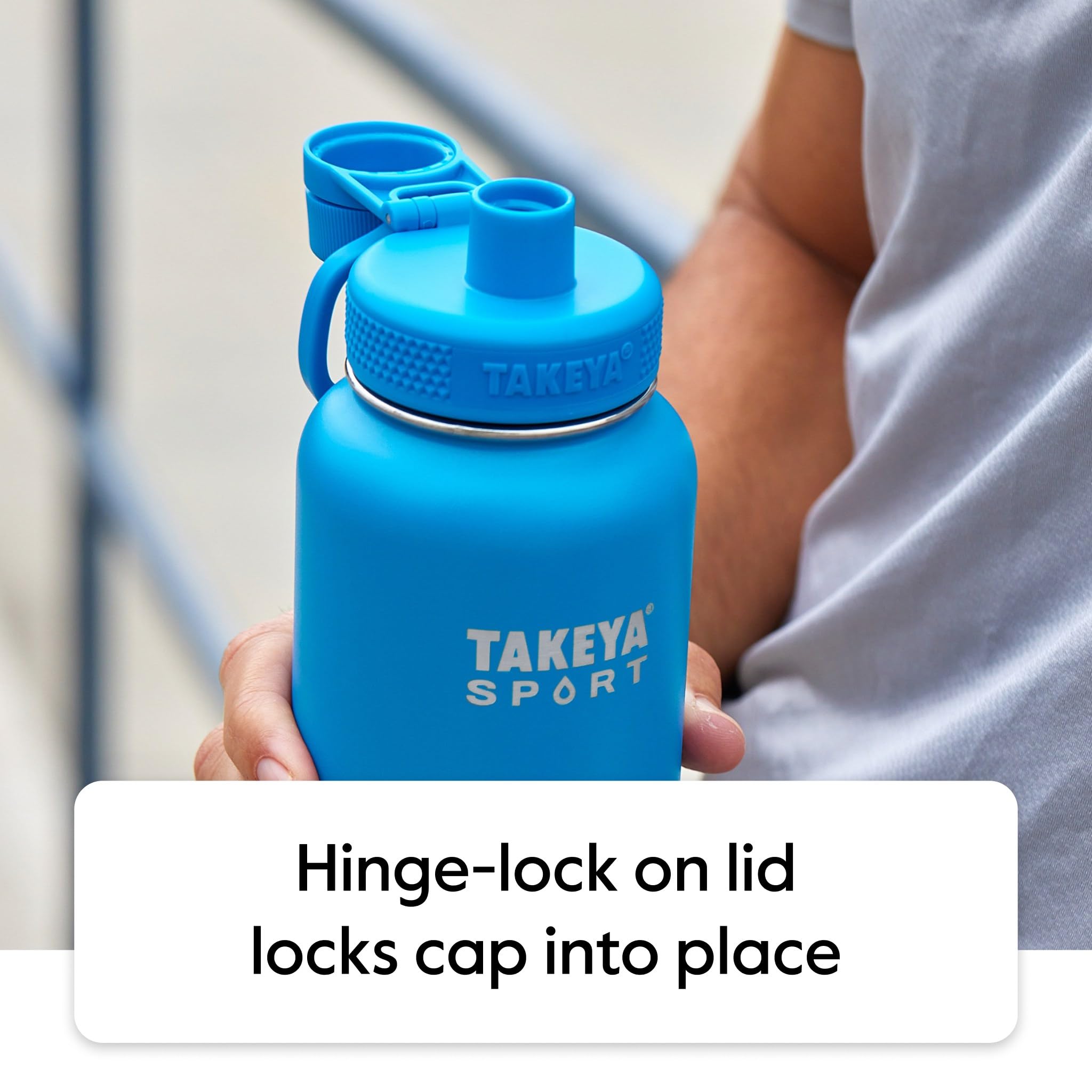 Takeya Sports Water Bottle with Spout Lid - Bottle with Triple Stainless Steel Insulation - Dishwasher Safe & BPA-Free - Bottle with Ice-Blocking Spout Lid & Removable Bumper - 64 oz, Touchdown Teal