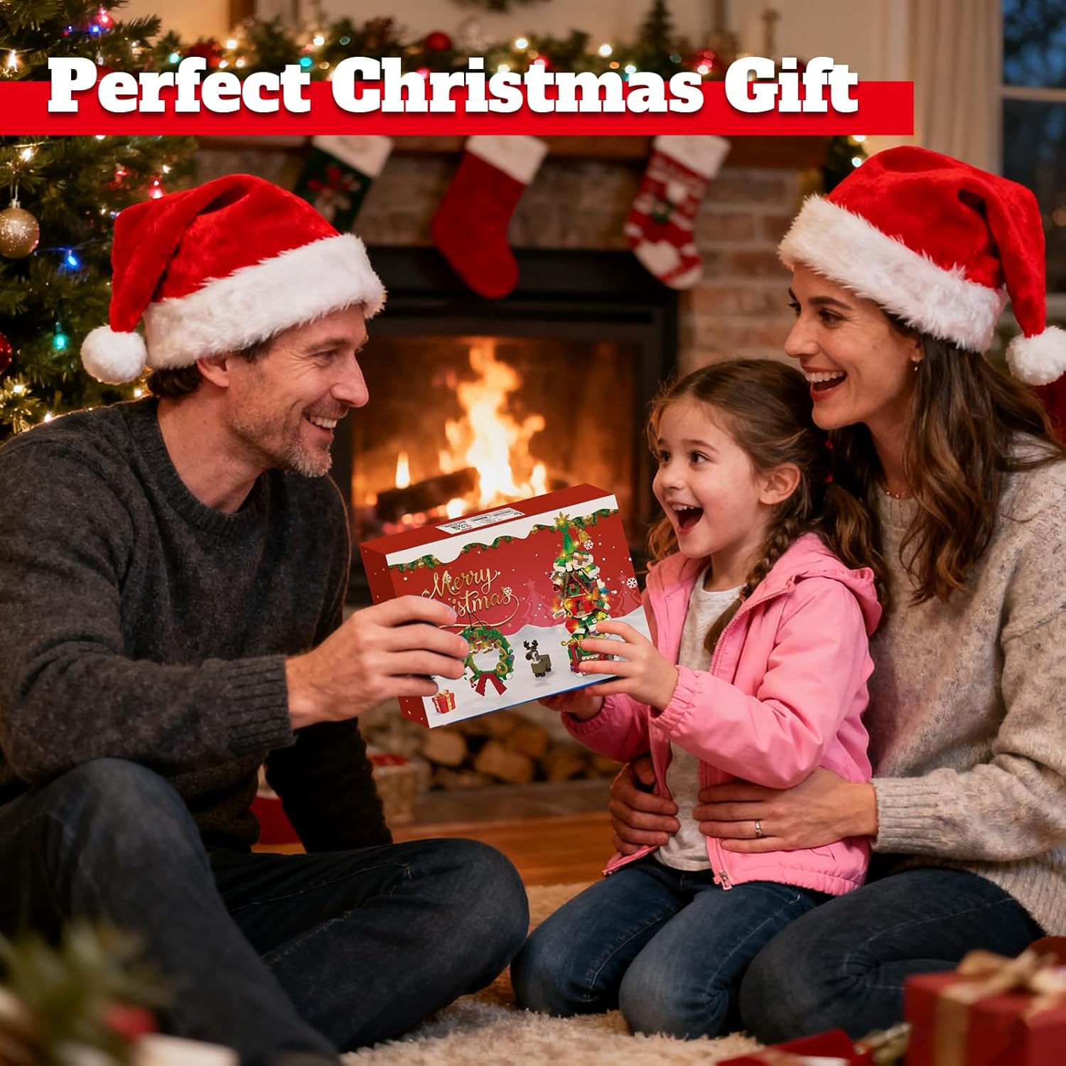 Advent Calendar 2025 - Christmas Tree House Building Set with LED Lights & Wreath | 24-Day Countdown Gift for Kids