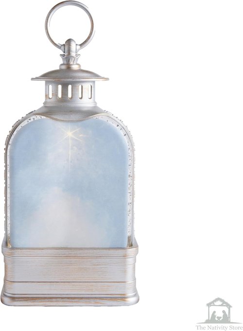 Love's Pure Light by Kate Lee - 10" Light-Up Nativity Lantern with 'Silent Night' Music | Glitter Snowglobe Manger Scene
