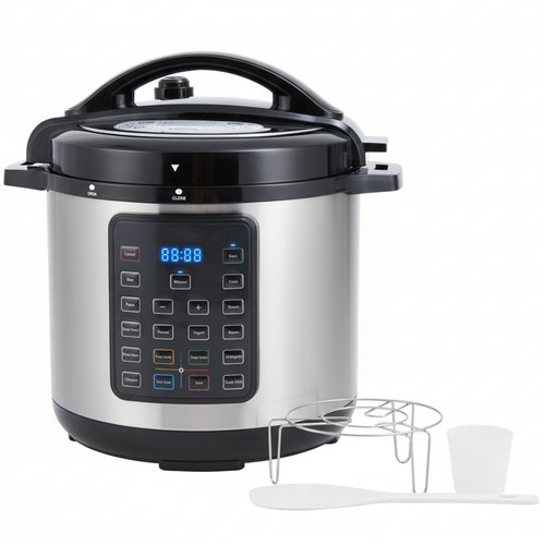 HealSmart Multi Rice Cooker 28 Cups Cooked, Non-Stick 16-in-1 Stainless Steel Electric Pressure Cooker for Yogurt Maker, Slow Cooker, Cake, Multigrain, 8QT